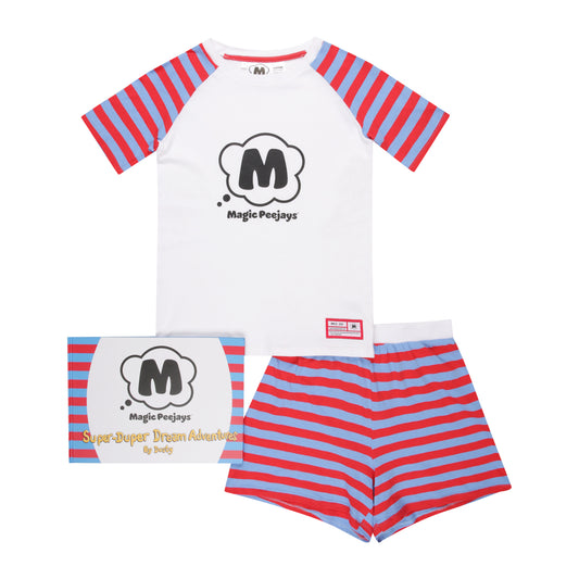 Set 1B – Unisex short (Red/Blue) + 'Super-Duper Dream Adventures' book